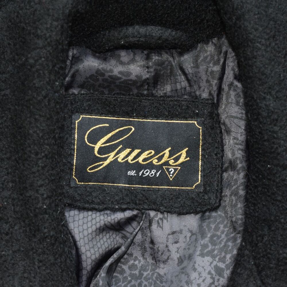 GUESS Women's Wool-Blend Black A-line Fit Swing/Trench Coat Size XL - Picture 6 of 10
